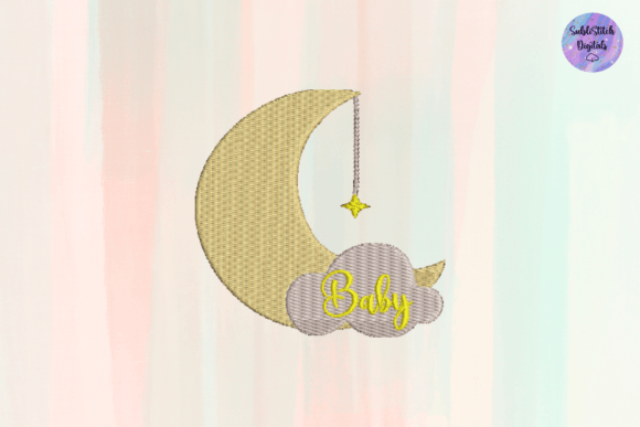 Adorable Moon Star Baby Embroidery Design