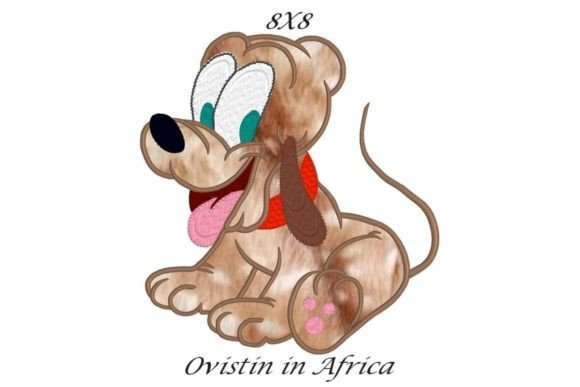 Charming Cute Dog Sitting Applique Embroidery