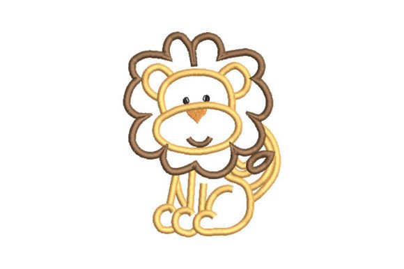 Child Lion with Applique Embroidery Design