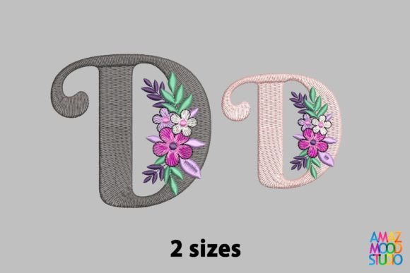 Letter D Floral Monogram: A Fresh and Modern Embroidery Design