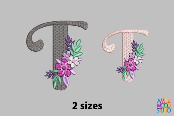 Letter T Floral Monogram: A Fresh, Modern Embroidery Design