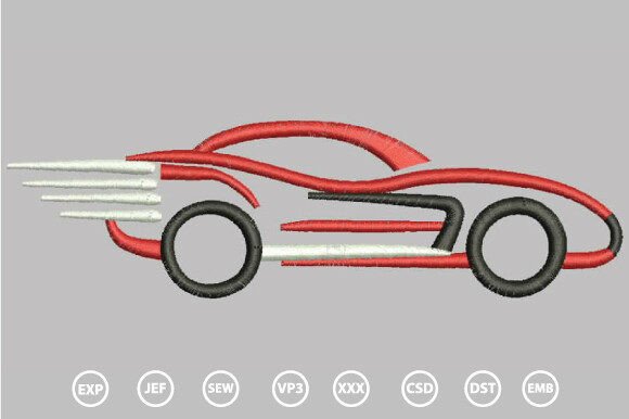 Playful Car Embroidery Design for Craft Fairs
