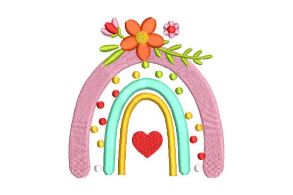 Rainbow Flowers: A Charming Embroidery Design