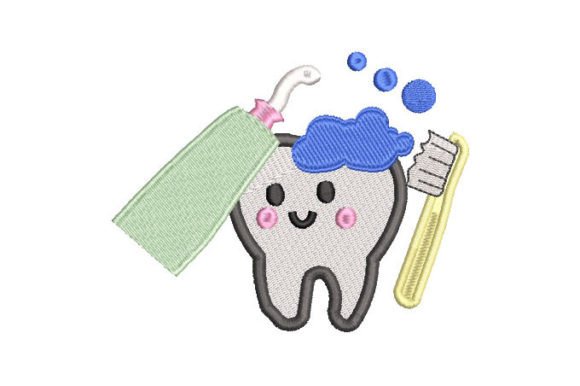 Tooth and Brush: A Charming Embroidery Design