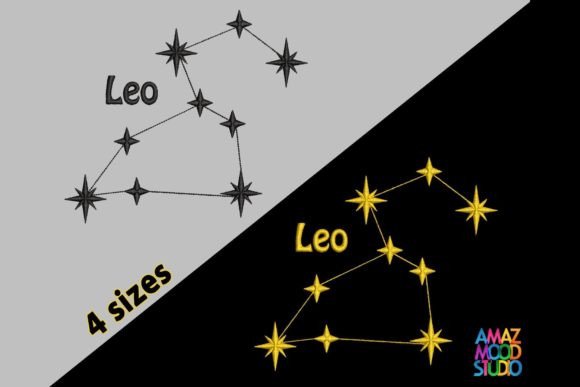 Zodiac Constellation Leo: A Stylish Embroidery Design